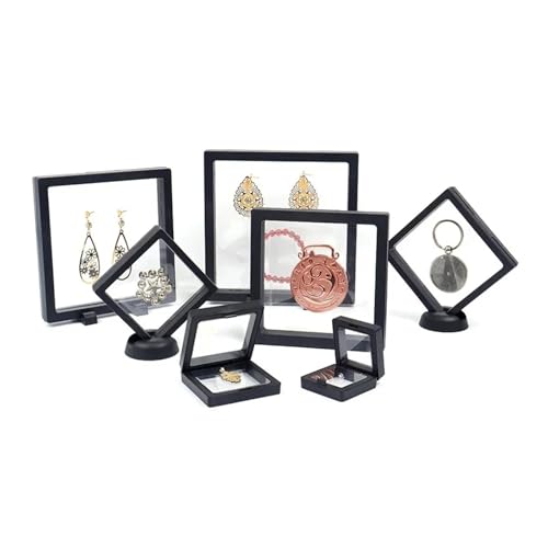 GHHZML Schweberahmen PE Film Box Transparent Suspension Box Elastische Display Regal Kunststoff Schmuck Box 5 Teile/los(Black 5PCS,L 11x11cm) von GHHZML