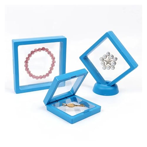GHHZML Schweberahmen PE Film Box Transparent Suspension Box Elastische Display Regal Kunststoff Schmuck Box 5 Teile/los(Blue 5PCS,L 11x11cm) von GHHZML