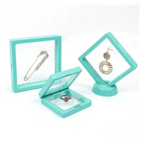 GHHZML Schweberahmen PE Film Box Transparent Suspension Box Elastische Display Regal Kunststoff Schmuck Box 5 Teile/los(Cyan 5PCS,S 7x7cm) von GHHZML