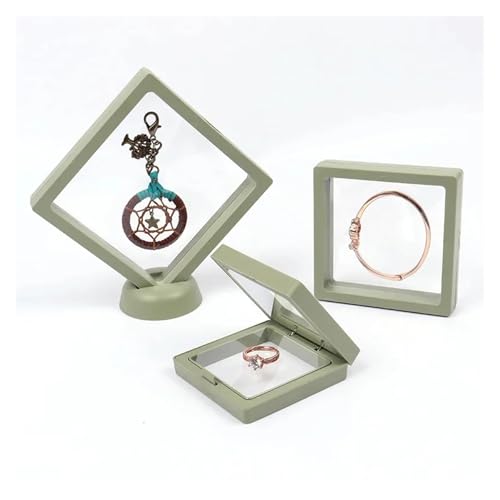 GHHZML Schweberahmen PE Film Box Transparent Suspension Box Elastische Display Regal Kunststoff Schmuck Box 5 Teile/los(Green 5PCS,L 11x11cm) von GHHZML