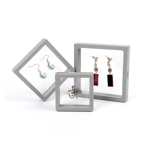 GHHZML Schweberahmen PE Film Box Transparent Suspension Box Elastische Display Regal Kunststoff Schmuck Box 5 Teile/los(Grey 5PCS,M 9x9cm) von GHHZML