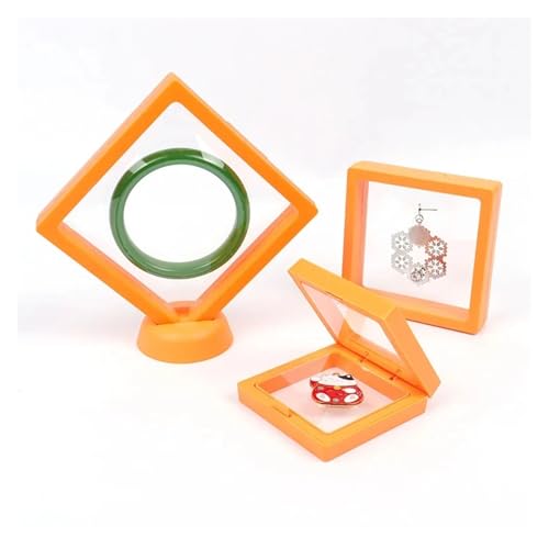 GHHZML Schweberahmen PE Film Box Transparent Suspension Box Elastische Display Regal Kunststoff Schmuck Box 5 Teile/los(Orange 5PCS,M 9x9cm) von GHHZML