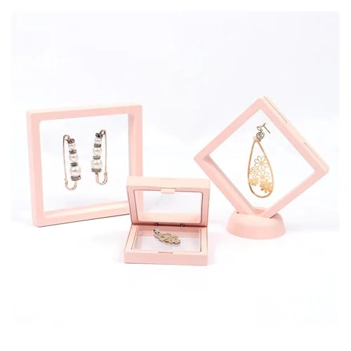 GHHZML Schweberahmen PE Film Box Transparent Suspension Box Elastische Display Regal Kunststoff Schmuck Box 5 Teile/los(Pink 5PCS,M 9x9cm) von GHHZML