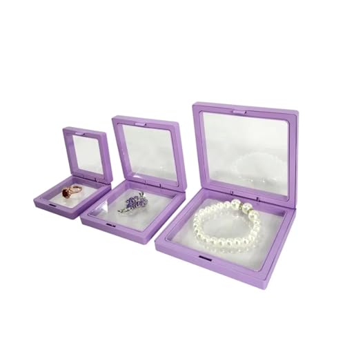 GHHZML Schweberahmen PE Film Box Transparent Suspension Box Elastische Display Regal Kunststoff Schmuck Box 5 Teile/los(Purple 5PCS,S 7x7cm) von GHHZML