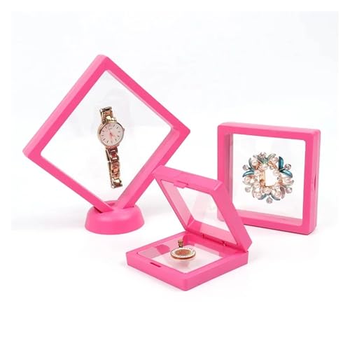 GHHZML Schweberahmen PE Film Box Transparent Suspension Box Elastische Display Regal Kunststoff Schmuck Box 5 Teile/los(Rose Red 5PCS,L 11x11cm) von GHHZML