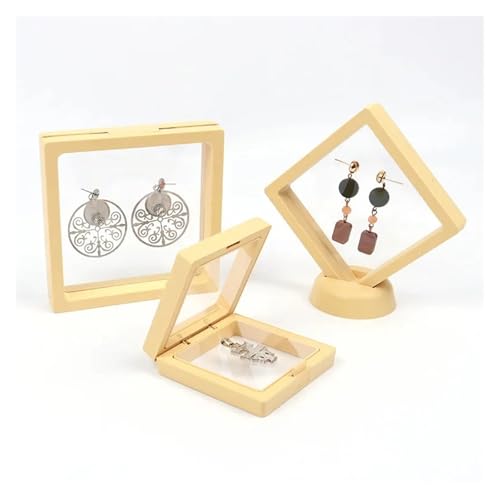 GHHZML Schweberahmen PE Film Box Transparent Suspension Box Elastische Display Regal Kunststoff Schmuck Box 5 Teile/los(Yellow 5PCS,S 7x7cm) von GHHZML