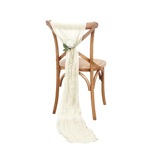 GHHZML Stuhl Deko Hochzeit 12PCS Chair Sashes Rustic Chair Decorative Bows Designed Chair Cover for Wedding Banquet Party Aisle Home Decoration(12PCS Beige) von GHHZML