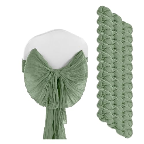 GHHZML Stuhl Deko Hochzeit 12PCS Chair Sashes Rustic Chair Decorative Bows Designed Chair Cover for Wedding Banquet Party Aisle Home Decoration(12PCS Sage Green) von GHHZML
