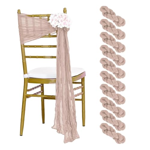 GHHZML Stuhl Deko Hochzeit 30PCS 30x275cm Wedding Chair Sashes Decoration Chair Bow Chair Cover for Reception Party(30PCS Beige) von GHHZML