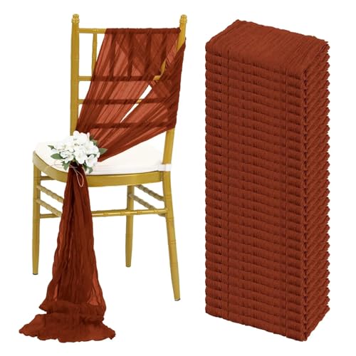 GHHZML Stuhl Deko Hochzeit 30PCS 30x275cm Wedding Chair Sashes Decoration Chair Bow Chair Cover for Reception Party(30PCS Rust) von GHHZML