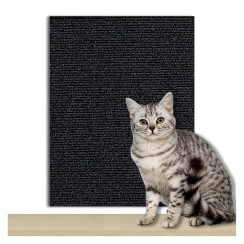 Kratzmatte Katze Katzenkratzbrett Sofaschutz Katzenkratzbrett Brettschutz Selbstklebender Teppich DIY Katzenkratzmatte(Black,30x60CM) von GHHZML