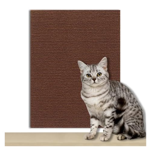 Kratzmatte Katze Katzenkratzbrett Sofaschutz Katzenkratzbrett Brettschutz Selbstklebender Teppich DIY Katzenkratzmatte(Brown,30x60CM) von GHHZML