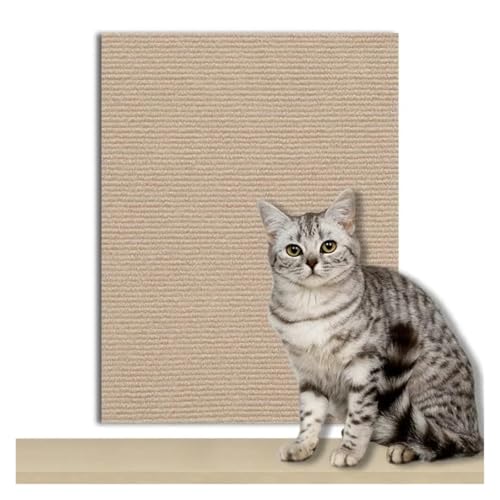 Kratzmatte Katze Katzenkratzbrett Sofaschutz Katzenkratzbrett Brettschutz Selbstklebender Teppich DIY Katzenkratzmatte(Khaki,30x100CM) von GHHZML