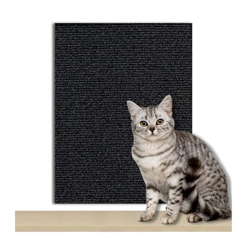 Kratzmatte Katze Katzenkratzbrett Sofaschutz Katzenkratzbrett Brettschutz Zuschneidbarer Selbstklebender Teppich DIY Katzenkratzmatte(Black,40x100CM) von GHHZML