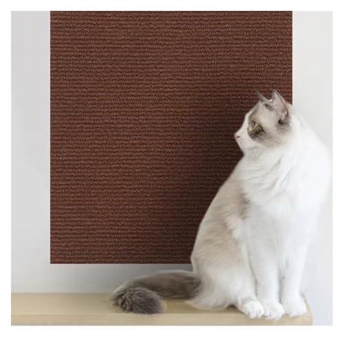 Kratzmatte Katze Katzenkratzmatte, trimmbarer Katzenteppich mit Selbstklebender Eckwand, DIY-Kratzmöbelschutz for Katzen(3-Brown,30x100CM) von GHHZML