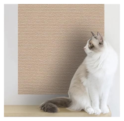 Kratzmatte Katze Katzenkratzmatte, trimmbarer Katzenteppich mit Selbstklebender Eckwand, DIY-Kratzmöbelschutz for Katzen(7-Khaki,30x100CM) von GHHZML