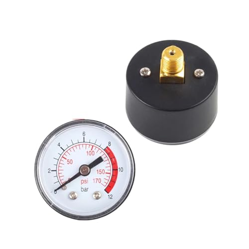 Luftdruckprüfer 2 stücke Luftkompressor Pneumatisches Hydraulikflüssigkeitsdruckmessgerät 0-12Bar / 0-170PSI Leicht zu lesendes Zifferblattmessgerät von GHHZML