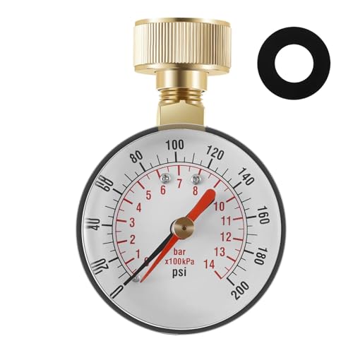 Luftdruckprüfer Manometer, Wasserdruckprüfgerät TS-60-200 PSI Wasserpumpen-Druckmessgerät for Schlauchhahn-Gartenschlauch von GHHZML