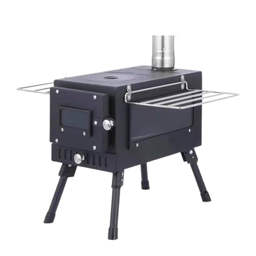 Saunaofen Picknick Cubic Folding Kochen Zelt Sauna Camp Solo Kamin Tragbare Holz Herd Kassette Ofen(Black) von GHHZML