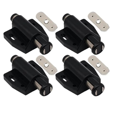 Türschnapper 4 Stück Einzel-Magnetdruck-Push-to-Open-Touch-Latch Schranktüren Rebound Single-Touch-Magnet for Home-Hardware-Zubehör(Black) von GHHZML