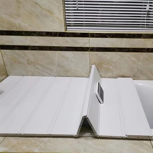 Badewanne Abdeckung, Anti-Staub Faltbare PVC Platte Faltbarer Badewannenabdeckung, Weiß wasserdichte Badewanne Isolierung Abdeckung Badewannenablage für Badezimmer SPA (180 x 80 x 1.2cm) von GHIBFBT