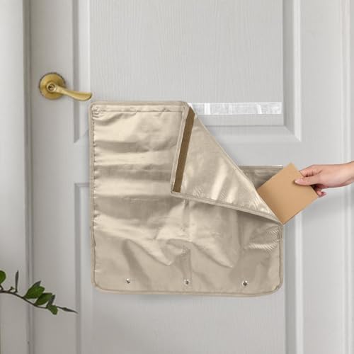 Briefkastenfänger, 50 x 50cm Selbstklebender Briefkasten-Auffangbeutel ohne Bohren, Hundesicherer Briefschlitz Abdeckung, Postfänger (khaki) von GHIBFBT