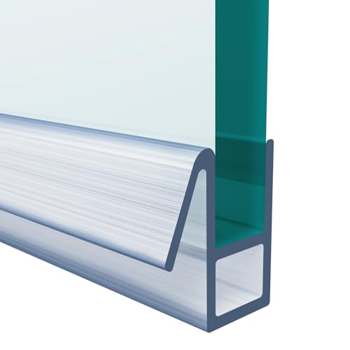 Duschdichtung, U-förmig Glastürdichtung, transparent Wasserabweiser Duschtür Dichtung, 200cm Lang Duschtür-Bodendichtung für Duschwände und andere Glasteile (Transparent, 6–8 mm) von GHIBFBT