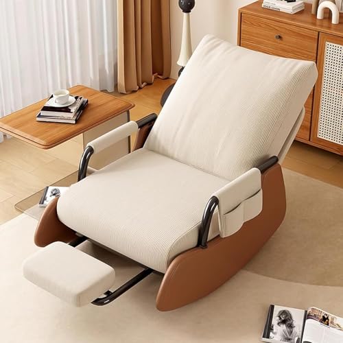 GHIBFBT Schaukelstuhl mit Verstellbarer Rückenlehne & Fußstütze | 3-Stufen Relaxsessel Ergonomisch Schaukelsessel | Bequemer Relaxstuhl für Wohnzimmer, Schlafzimmer & Balkon von GHIBFBT