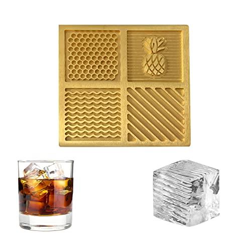 Ice Designer Tray, Klein Reines Kupfer Craft Modern Eisformen Ice Designer Plate für Whiskey Bourbon Cocktails, High-End Eiswürfelformen für die Herstellung von Whisky-Eiswürfeln von GHIBFBT