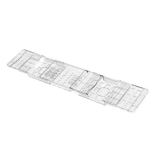 Verstellbar Badewannenablage Transparent, erweiterte badewannenablage aus Kunststoff, 80-104cm Badewannentablett für Mobiltelefon Bücher Weinglas Verstellbar Badewannenablage Transparent, erweiterte badewannenablage aus Kunststoff, 80-104cm Badewannentablett für Mobiltelefon Bücher Weinglas von GHIBFBT