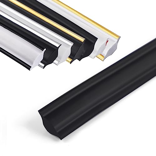 5M Deckenleisten Schwarz, Selbstklebender Deckenleiste, PVC Dreieck Zierleiste Flexible, Deckenleisten Styropor Schwarz, Sockelleiste Selbstklebend für Wandkanten Fliesenkanten (Schwarz-Mittel) von GHIBFBT