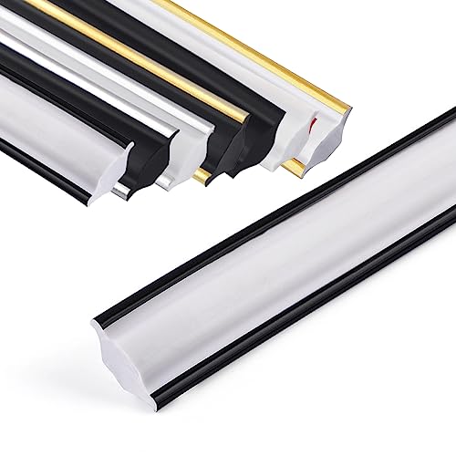 Zierleisten Selbstklebend Selbstklebender Deckenleiste, 5M Deckenleisten PVC Dreieck Zierleiste Flexible & leicht, Sockelleiste Selbstklebend für Wandkanten Fliesenkanten (Weiß+Schwarz-klein) von GHIBFBT