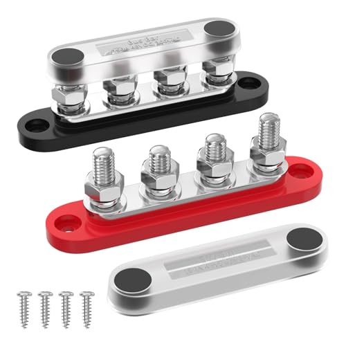 GHJ567RE for DaierTek Sammelschiene 12 V 150 A Mini for Stromverteilerblock mit Abdeckung 4 x 5/16 Zoll Pfosten for Marine-Automobil-Solarsysteme von GHJ567RE