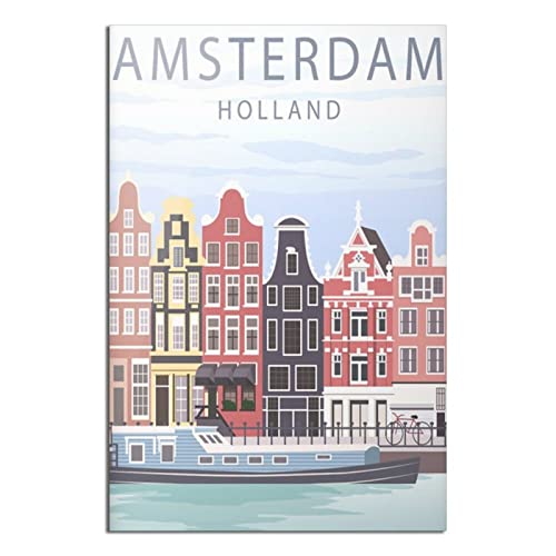 Amsterdam Holland Vintage Reiseposter Gemälde Poster Schlafzimmer Deko von GHJGH