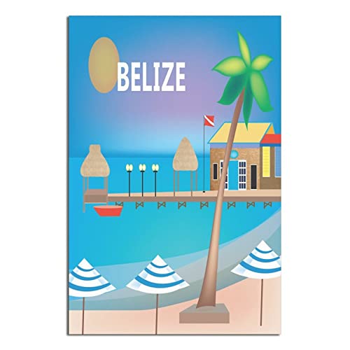 Belize Beach Vintage Reiseposter Gemälde Poster Schlafzimmer Deko von GHJGH