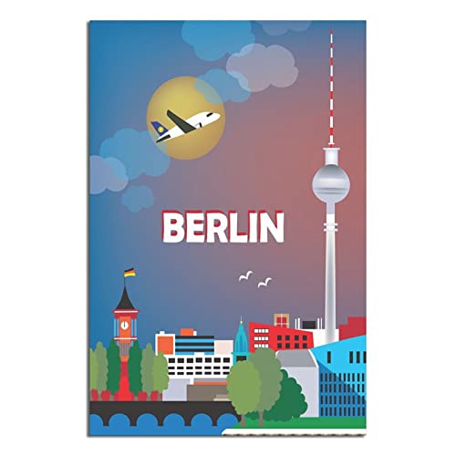 GHJGH Berlin Vintage Reise Poster Malerei Poster Schlafzimmer Deko von GHJGH