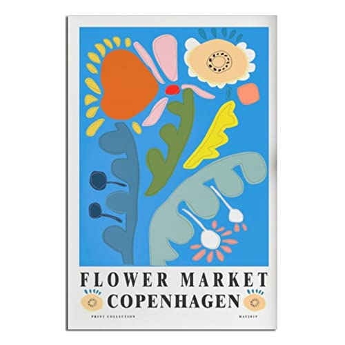 GHJGH Kopenhagen Blumenmarkt Vintage Botanisches Poster Malerei Poster Schlafzimmer Deko von GHJGH
