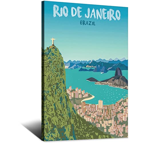 GHJGH Vintage Reiseposter Rio de Janeiro Malerei Poster Schlafzimmer Deko von GHJGH