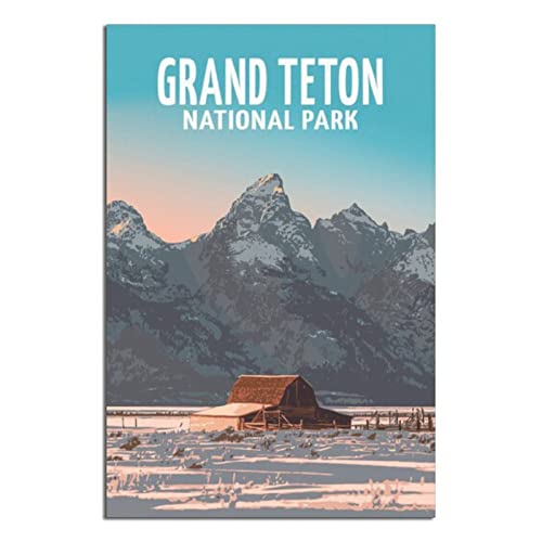 Grand Teton Vintage Reiseposter Gemälde Poster Schlafzimmer Deko von GHJGH