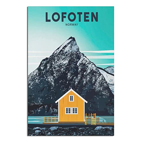 Vintage-Reise-Poster Norwegen Lofoten Gemälde Poster Schlafzimmer Deko von GHJGH