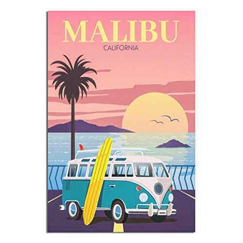 Vintage Reiseposter California Malibu Gemälde Poster Schlafzimmer Deko von GHJGH