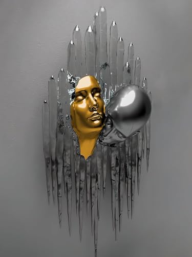3D Metallfiguren Statue Kunst Liebe Küsse Umarmung Paar Bild Poster Wandkunst Wohnzimmer Wanddekor,Kein Rahmen (Statue -11,60x90cm-1Pcs) von GHJKL