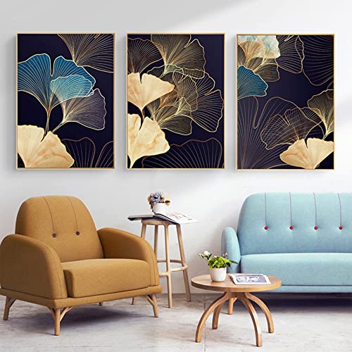 GHJKL Abstraktes Blatt Pflanze Blatt Malerei Tuch Plakat Wanddekoration,Abstraktes mehrfarbiges Blatt Wandkunst Druckset,Rahmenlos (Blatt-4,50x70cm*3) von GHJKL