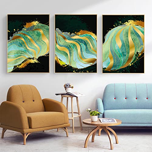 GHJKL Abstraktes Blatt Pflanze Blatt Malerei Tuch Plakat Wanddekoration,Abstraktes mehrfarbiges Blatt Wandkunst Druckset,Rahmenlos (Blatt-5,40x60cm*3) von GHJKL