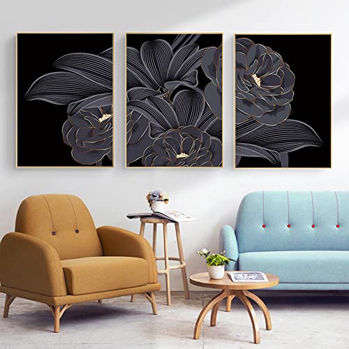 GHJKL Abstraktes Blatt Pflanze Blatt Malerei Tuch Plakat Wanddekoration,Abstraktes mehrfarbiges Blatt Wandkunst Druckset,Rahmenlos (Blatt-7,40x60cm*3) von GHJKL