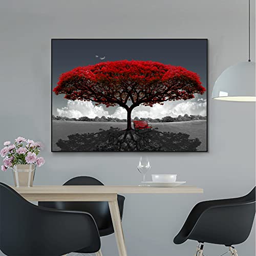 GHJKL Landschaft im Freien Bild Dekoration,Rote Blätter Baum Kunstdruck Wandbild, Modern High Resolution Print Poster, Rahmenlos (Rote1,80 x 120 cm) von GHJKL