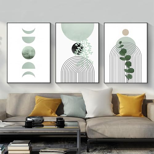 GHJKL Moderne Ästhetik Botanisches Poster, Bohemian Abstract Geometric Wall Art, Rohrkolben Blumen Set, Kein Rahmen (Bild-01, 30x40cm-3Pcs) von GHJKL