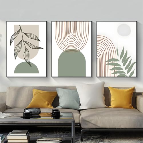 GHJKL Moderne Ästhetik Botanisches Poster, Bohemian Abstract Geometric Poster Wall Art, Rohrkolben Blumen Poster Set,Kein Rahmen (Bild-02,40x60cm-3Pcs) von GHJKL