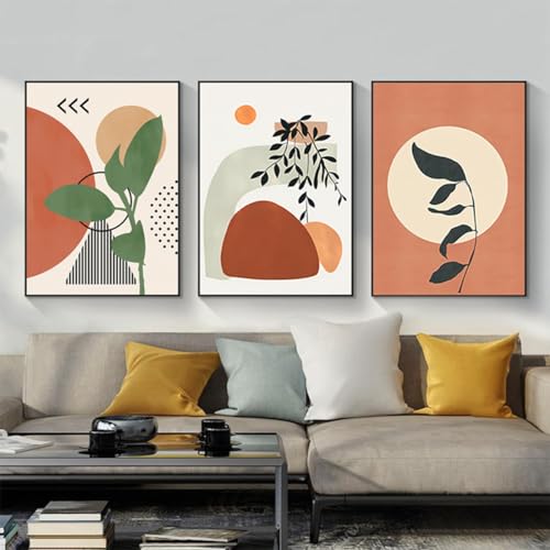 GHJKL Moderne Ästhetik Botanisches Poster, Bohemian Abstract Geometric Poster Wall Art, Rohrkolben Blumen Poster Set,Kein Rahmen (Bild-05,50x70cm-3Pcs) von GHJKL