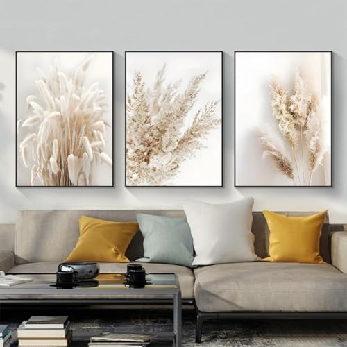 GHJKL Moderne Ästhetik Botanisches Poster, Bohemian Abstract Geometric Wall Art, Rohrkolben Blumen Set, Kein Rahmen (Bild-09, 70x100cm-3Pcs) von GHJKL